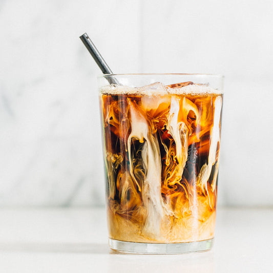 PB2 Iced Latte in a cup with a straw