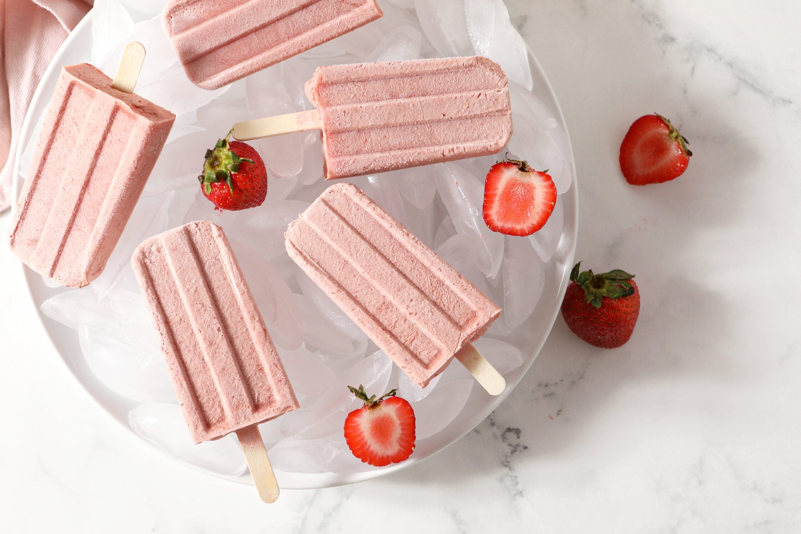Creamy Peanut Butter Pops with Strawberry
